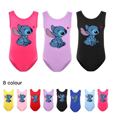 Girls Lilo And Stitch Print Swimwear Swimming Costume Swimsuit Bikini Age 1-12 • £7.99