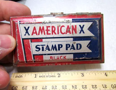 Vintage American Stamp Pad Black Ink Tin Rusty In Places Nice Decor Item • $9.99