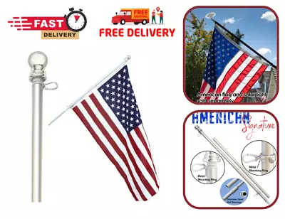 6 Ft Flag Pole For House - Heavy-Duty Aluminum Tangle Free Spinning Flagpole-USA • $47.99