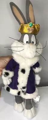 Vintage Looney Tunes Bugs Bunny King Plush With Robe Crown 1997 Ace Warner Bros • $20