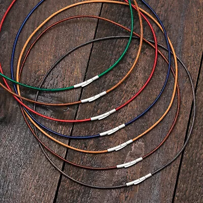 £6.95 • Buy Necklace For Pendant Charm Thin Cord Necklace Leather String With Slim Clasp