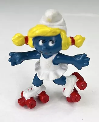 Smurfs SMURFETTE Roller Skating Figure Vintage Smurf PVC Figurine Schleich Peyo • $4.50