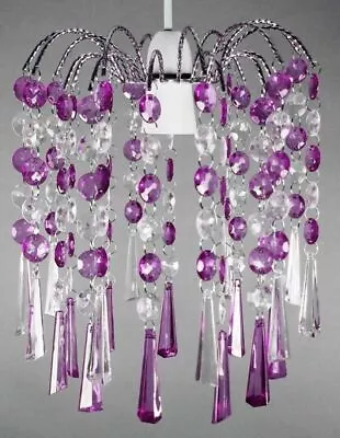 Chandelier Style Modern Ceiling Light Shade Droplet Pendant Acrylic Crystal Bead • £11.85