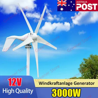 3000W Wind Turbine Generator Kit 5 Blades Charge Controller 12V Home Green Power • $365