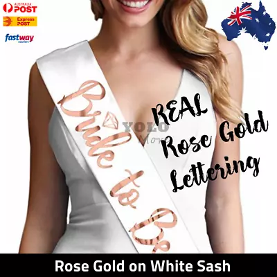 White Rose Gold Team Bride Hens Party Sash Sashes Night Bachelorette Bridal AUS • $46.99