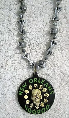  New Orleans Voodoo Skulls & Bones  Mardi Gras Necklace Bead Fest Arena (b249) • $6.50