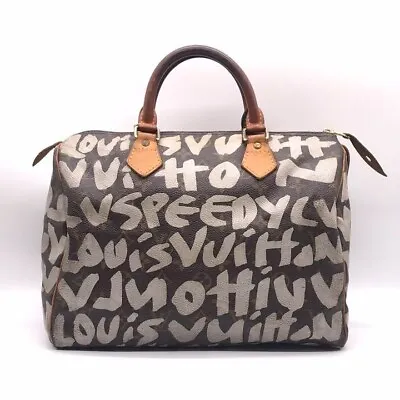 LOUIS VUITTON Monogram Graffiti Speedy 30 Hand Bag White M92195 LV Used • £1036.72