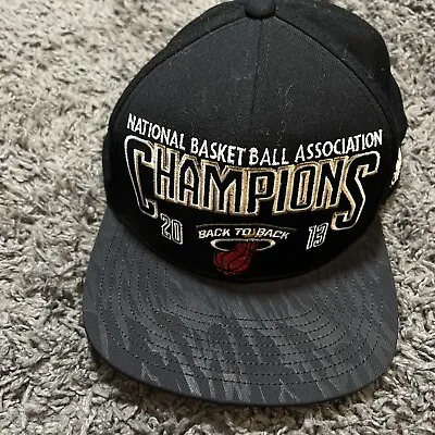 Adidas Miami Heat Official 2013 NBA Champions Snapback Adjustable Hat Black O/S • $4