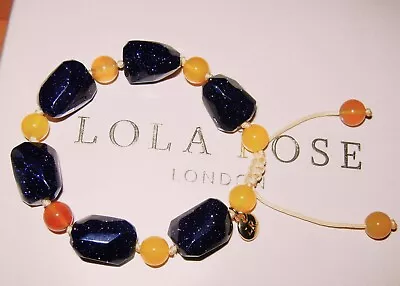 Lola Rose Nikki & Me Blue Sandstone Amber Quartz Adjustable Tumble Bracelet  Qvc • £14.99