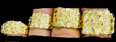$239.88 • Buy 10K Yellow Gold Diamond Cut Nugget Ring All Sizes