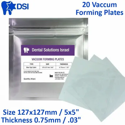 $29.90 • Buy DSI Dental Clear Hard Orthodontic Retainer Splint Vacuum 20 Plates 0.75mm/.03 