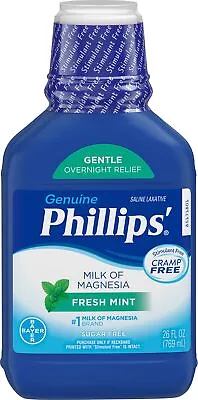 Phillips Milk Of Magnesia Saline Laxative Cramp Free Fresh Mint 26oz Pack Of 4 • $56.82