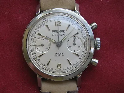 Vintage Provita Stainless Steel Chronograph Wrist Watch Venus 188 • $899.99