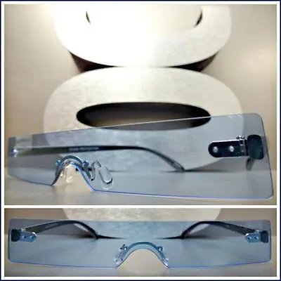 $14.99 • Buy Futuristic Cyclops Space Club Rave Party SUN GLASSES Thin Rectangular Blue Lens