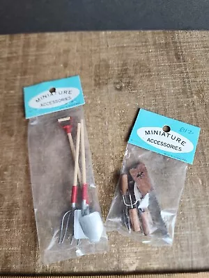 Lot Of 2 Vintage Miniature Accessories Dollhouse Diorama Tools Shovels Saw • $5