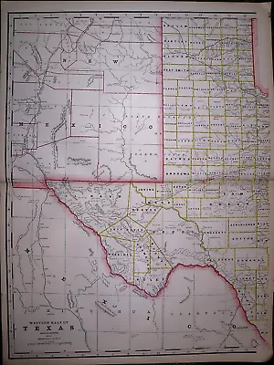 1889 Map ~ TEXAS In 2 MAPS EAST & WEST~ (XL17x23ea.) ~ Free S&H-#022 • $20.68