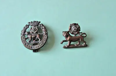 Original Genuine Vintage York And Lancaster Regiment Cap Badge & Collar Badge • £10