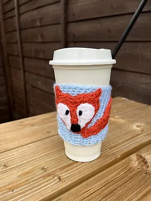 £6 • Buy Hand Made Crochet Coffee / Tea / Iced Drink Cup Cozy - Fox Design Blue 🦊