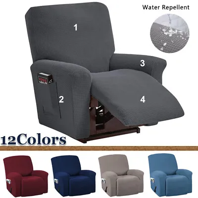 $28.60 • Buy 4 Pieces Jacquard Recliner Chair Covers Stretch Polyester Spandex Recliner Cover