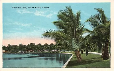 Postcard FL Miami Beach Florida Beautiful Lake 1931 WB Vintage PC G4264 • $3