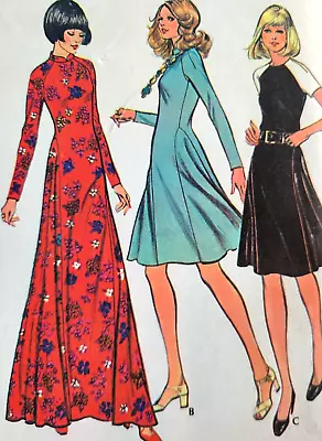 Vtg 1970s McCalls 3370 Sew Pattern Retro Easy Knit Fitted Maxi Dress Color Block • $6.99
