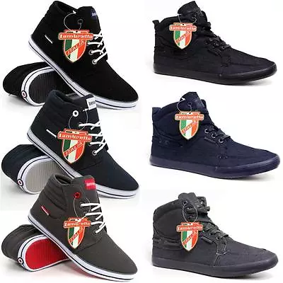 Lambretta Mens Hi Tops Trainers New High Ankle Pumps Fashion Boots Shoes Size • £11.95