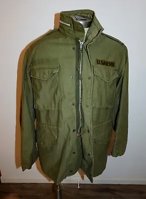 US Army Vietnam Era Military M-65 Field Jacket Med Long ALPHA 1969 White Zipper • $89.95