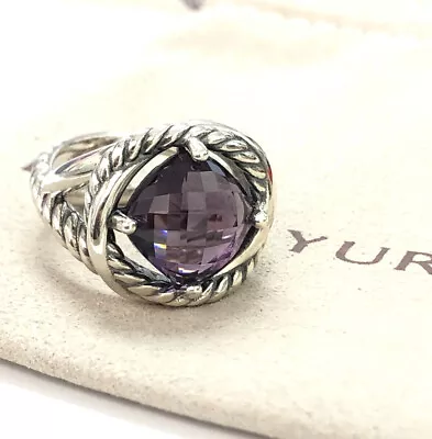 David Yurman Sterling Silver 925 11mm  Amethyst Infinity Ring Size 7 • $149