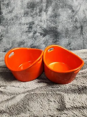 Orange Ramekin 10oz Bakeware Small Casserole Dish Handled Rachael Ray Set Of 2 • $13.59