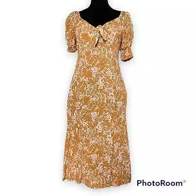 Mimi Chica | Yellow Floral Front Knot Midi Dress • $30