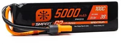 3S 5000mAh 11.1v 100C Spektrum Smart G2 LiPo Battery: IC5 O-SPMX53S100 • £100.99