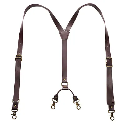 Buckles Suspenders Straps Heavy DutySuspenders Adjustable Rivets PU Leather New • $15.34