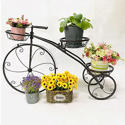 3-Tier Bicycle Plant Stand Wrought Iron Tricycle Planter Home Garden Patio Decor • $19.90