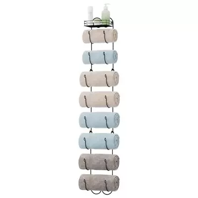 Wall Mount Metal Wire Towel Storage Shelf Organizer Rack Holder With 9 Compar... • $37.23