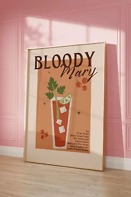 Retro Bloody Marry Cocktail Print With Recipe/ Vintage Wall Art Design • $14.94