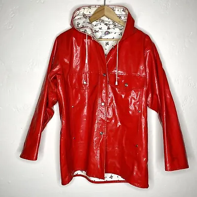 Vintage The Eagle’s Eye Womens Medium Red PVC Snap Up Raincoat • $168.15