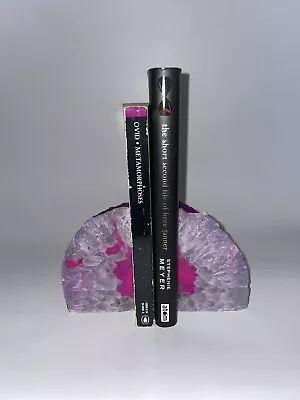 £20 • Buy Genuine Pink Geode Bookends/Pink Crystal Bookends