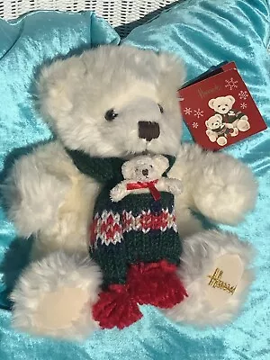 £5.95 • Buy Harrods Bear Alexander White /Green Scarf Tiny Ted In Pocket