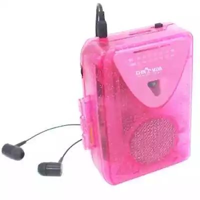 Class Transparent Cassette AM/FM Radio Player With Built In Speaker - Pink C18 • £24.99