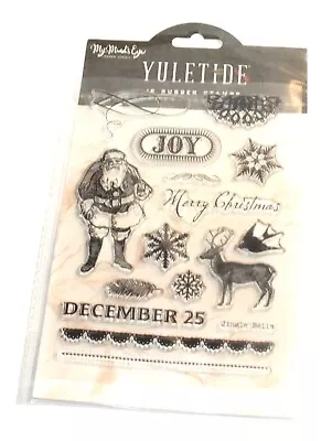 Yuletide 16 Rubber Stamps My Minds Eye Paper Goods Merry Christmas Santa Claus • $6