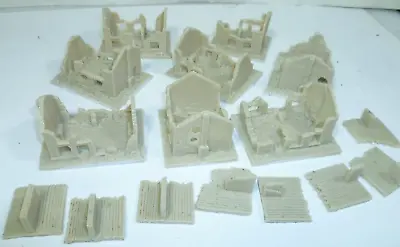 8 Unpainted Model Ruined Buildings For 6mm Wargames 1/300th And 1/285th Scale • £10.99