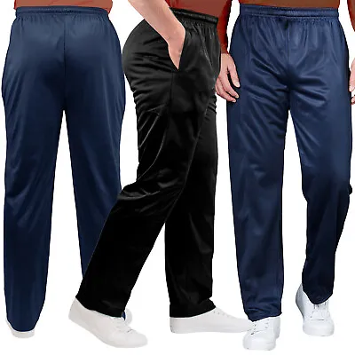 Mens Silky Jog Bottoms Joggers Lounge Gym Sports Tracksuit Pants Trousers • £10.49