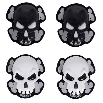 Oxford Skull Motorcycle Knee Sliders Track Race Motorbike Knee Pads White Black • $29.44