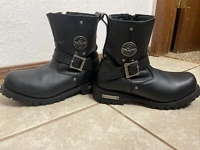 MILWAUKEE LEATHER MEN'S BLACK 6  CLASSIC MBM9040 ENGINEER BOOTS W/ SIDE ZIPPER • $110