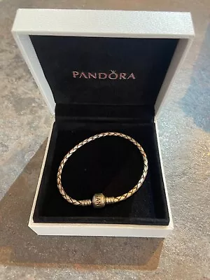 Pandora Champagne Leather Charm Bracelet 20cm • £20