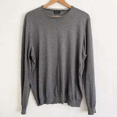 Massimo Dutti Men's Size Med Grey Cotton Silk Cashmere Knit Jumper Sweater • $34.90