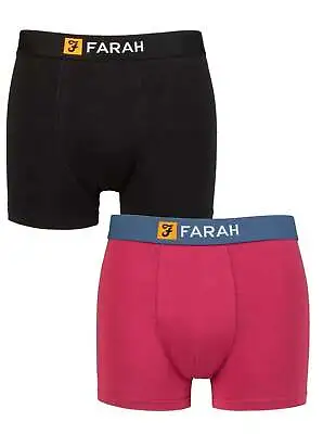 Farah Mens 2 Pack Cotton Classic Fitted Trunks - Boxer Shorts • £11.49