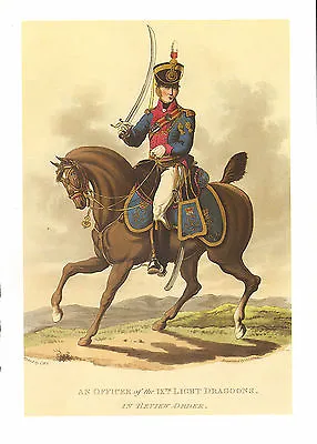 WELLINGTONS ARMY MILITARY UNIFORM PRINT OFFICER IXth LIGHT DRAGOONS REVIEW ORDER • $59.52