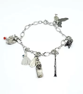 Vintage Sterling Silver 7  Charm Bracelet With Charms (69) • $32.50