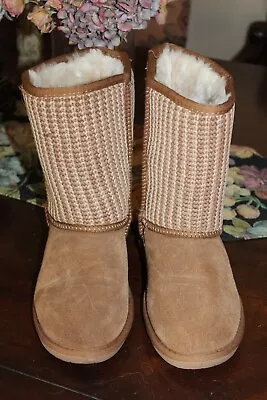 Women's MINNETONKA Brown Sweater Boots Sz 9  S#46 • $19.99